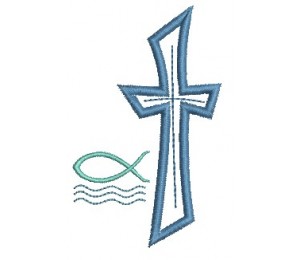 Stickdatei - Kreuz Wasser Fisch